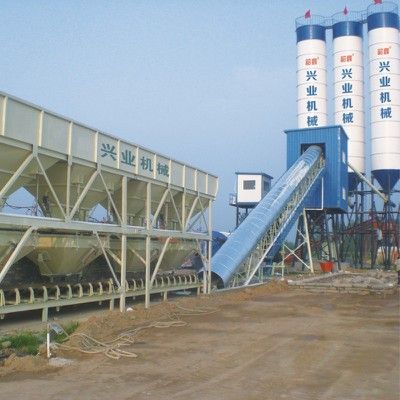 HZS series ready mix concrete plant with integrated automated control system and cement silos