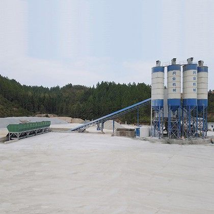HZS120 high-capacity stationary concrete batching plant with integrated control room